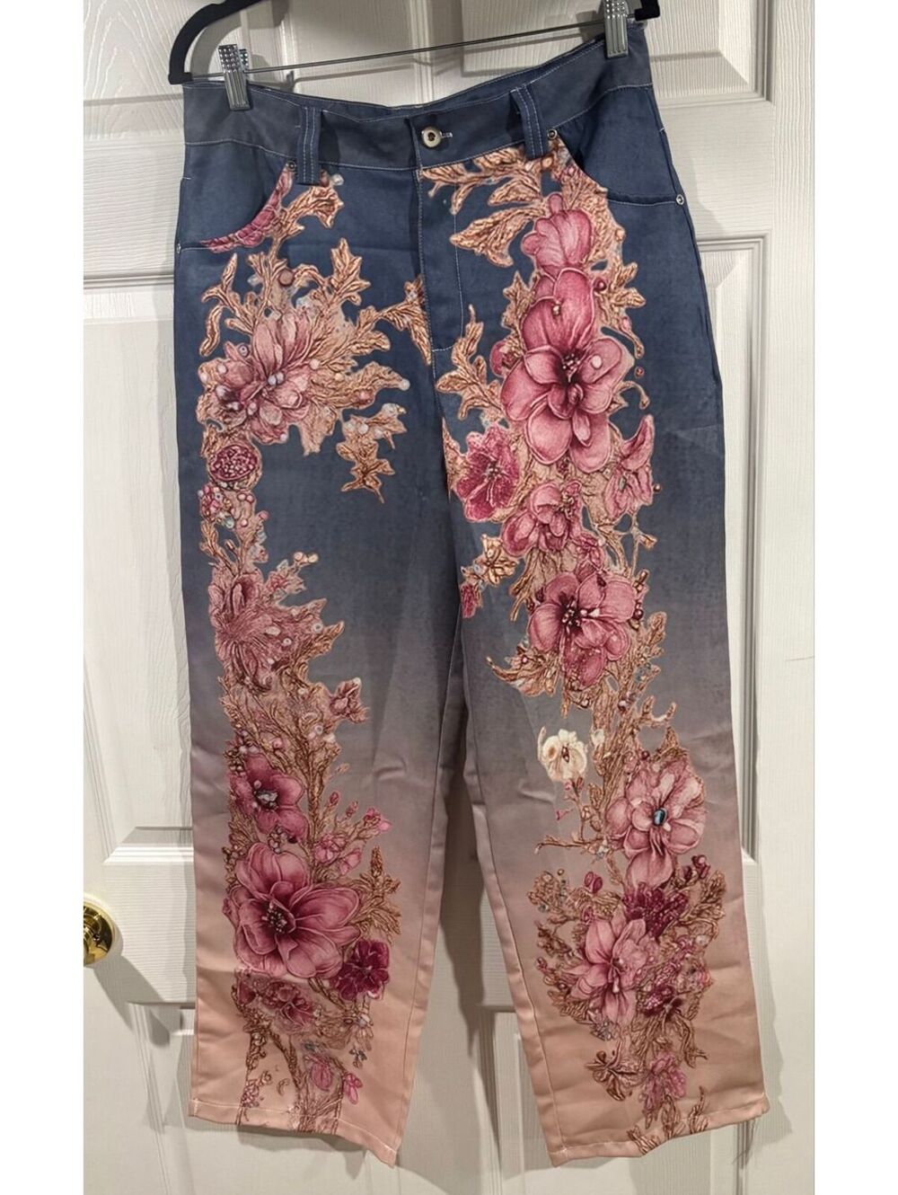 #270 NEW Floral ombré jeans. 16” waist.